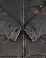 Vintage Carhartt J141 BLK Active Washed Duck Canvas Sherpa Lined Bomber Jacket - L