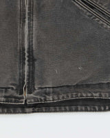 Vintage Carhartt J141 BLK Active Washed Duck Canvas Sherpa Lined Bomber Jacket - L