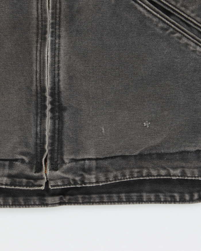 Vintage Carhartt J141 BLK Active Washed Duck Canvas Sherpa Lined Bomber Jacket - L
