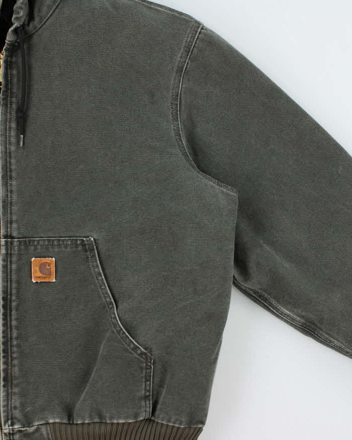 Vintage 2002 Y2K Carhartt J130 Mos Active Duck Canvas Quilt Lined Bomber Jacket - L