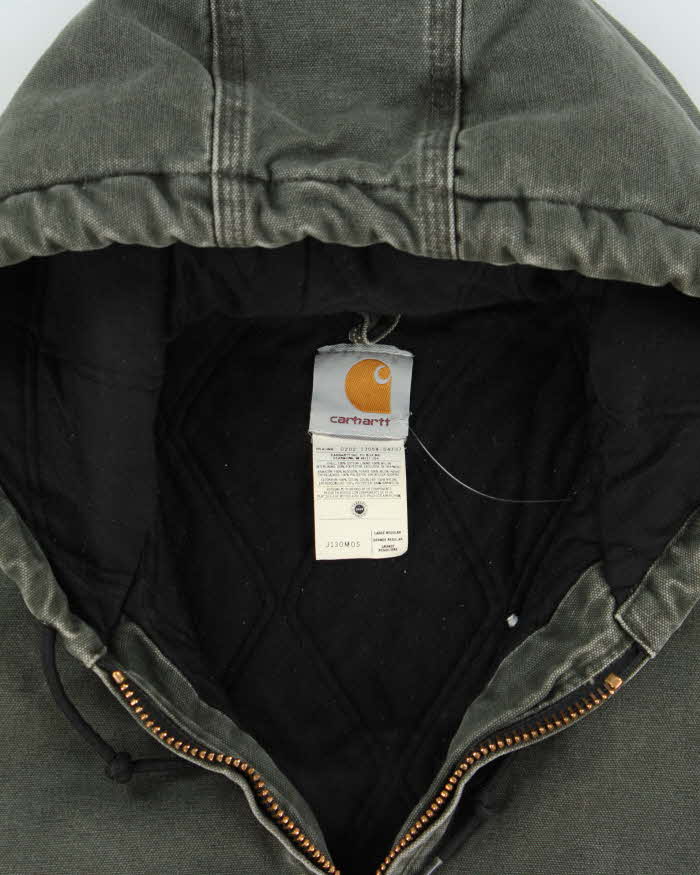 Vintage 2002 Y2K Carhartt J130 Mos Active Duck Canvas Quilt Lined Bomber Jacket - L