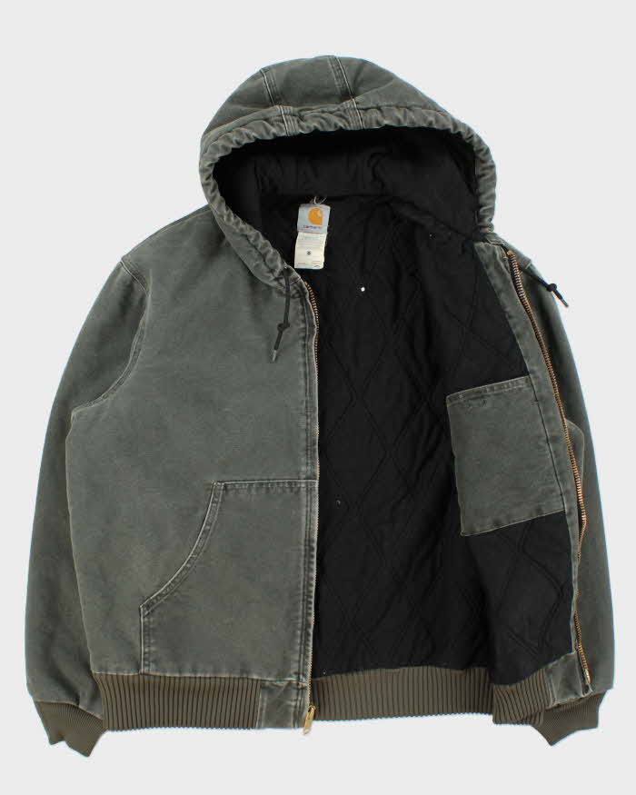 Vintage 2002 Y2K Carhartt J130 Mos Active Duck Canvas Quilt Lined Bomber Jacket - L