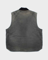 Vintage Y2K 00s Carhartt V01 BLK Arctic Quilt Lined Distressed Duck Canvas Vest - L