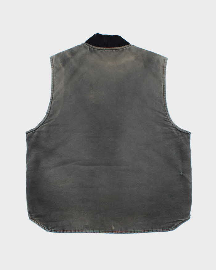 Vintage Y2K 00s Carhartt V01 BLK Arctic Quilt Lined Distressed Duck Canvas Vest - L