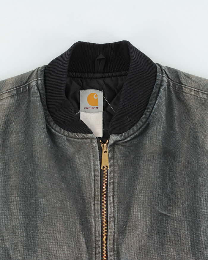 Vintage Y2K 00s Carhartt V01 BLK Arctic Quilt Lined Distressed Duck Canvas Vest - L