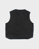 Vintage Carhartt V26 BLK Sandstone Rugged Washed Duck Canvas Sherpa Lined Workwear Vest - L