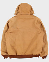 Vintage 2012 Carhartt J140 BRN Active Union Made In USA Quilt Lined Washed Duck Canvas Bomber Jacket - L