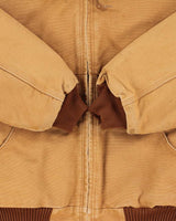 Vintage 2012 Carhartt J140 BRN Active Union Made In USA Quilt Lined Washed Duck Canvas Bomber Jacket - L