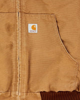 Vintage 2012 Carhartt J140 BRN Active Union Made In USA Quilt Lined Washed Duck Canvas Bomber Jacket - L