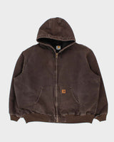 Vintage Carhartt J140 DKB Active Quilt Lined Washed Duck Canvas Bomber Jacket - XXXL