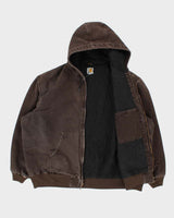 Vintage Carhartt J140 DKB Active Quilt Lined Washed Duck Canvas Bomber Jacket - XXXL