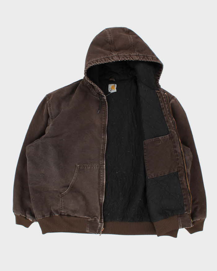 Vintage Carhartt J140 DKB Active Quilt Lined Washed Duck Canvas Bomber Jacket - XXXL