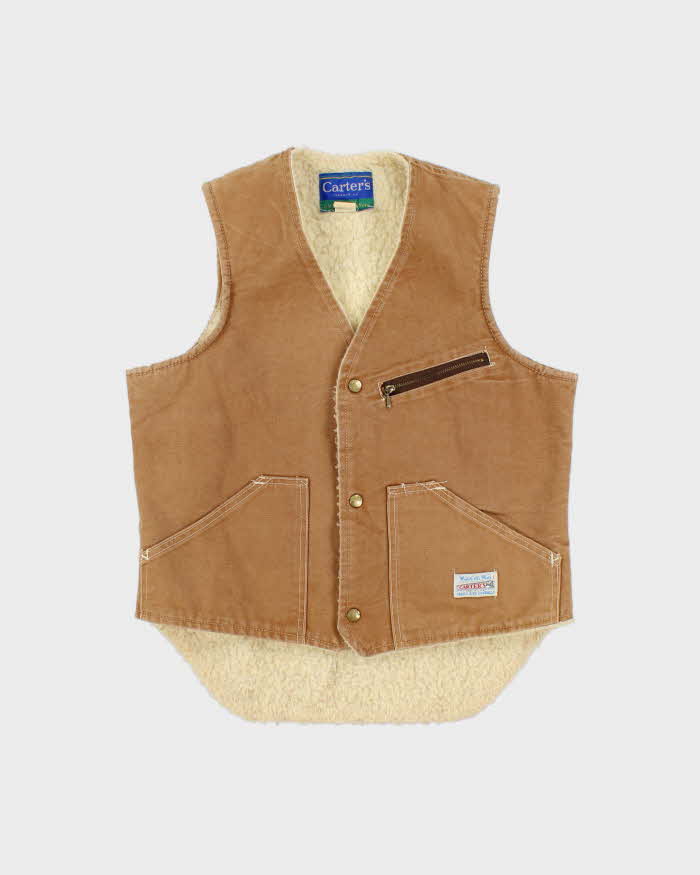 Vintage 1970s Carter's Made In USA Sherpa Lined Canvas Vest - M