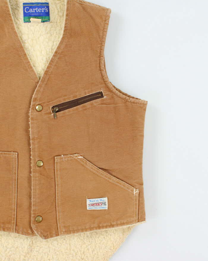 Vintage 1970s Carter's Made In USA Sherpa Lined Canvas Vest - M