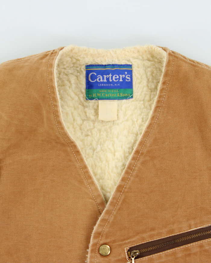 Vintage 1970s Carter's Made In USA Sherpa Lined Canvas Vest - M