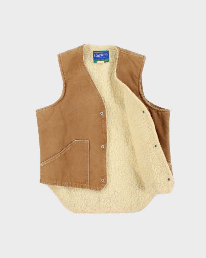 Vintage 1970s Carter's Made In USA Sherpa Lined Canvas Vest - M