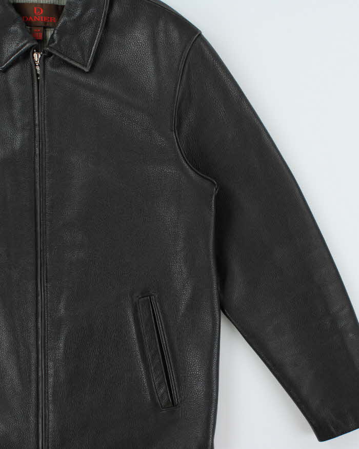 Vintage Y2K 00s Danier Pebbled Leather Zip-Up Jacket - M