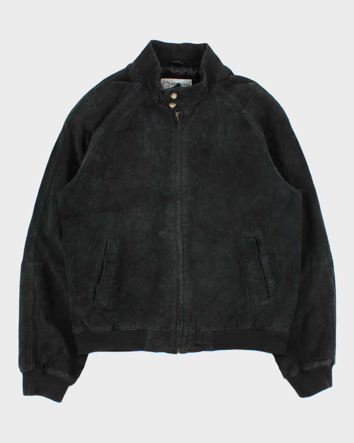 Vintage Y2K 00s DeerSkin Trading Post Quilt Lined Suede Bomber Jacket - M