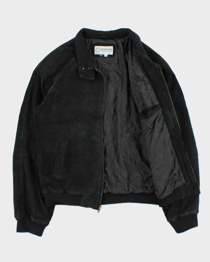 Vintage Y2K 00s DeerSkin Trading Post Quilt Lined Suede Bomber Jacket - M
