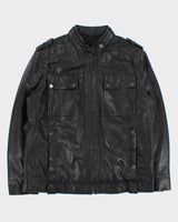 DSWT Vintage Y2K 00s Danier Calfskin Leather Cafe Racer Moto Jacket - XXL