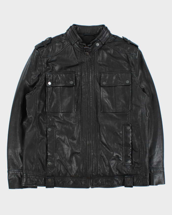 DSWT Vintage Y2K 00s Danier Calfskin Leather Cafe Racer Moto Jacket - XXL