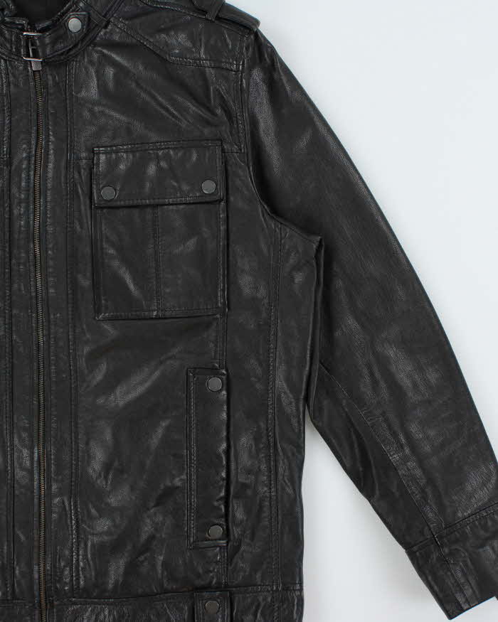 DSWT Vintage Y2K 00s Danier Calfskin Leather Cafe Racer Moto Jacket - XXL