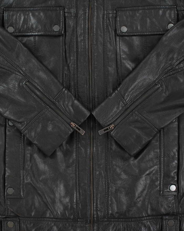 DSWT Vintage Y2K 00s Danier Calfskin Leather Cafe Racer Moto Jacket - XXL