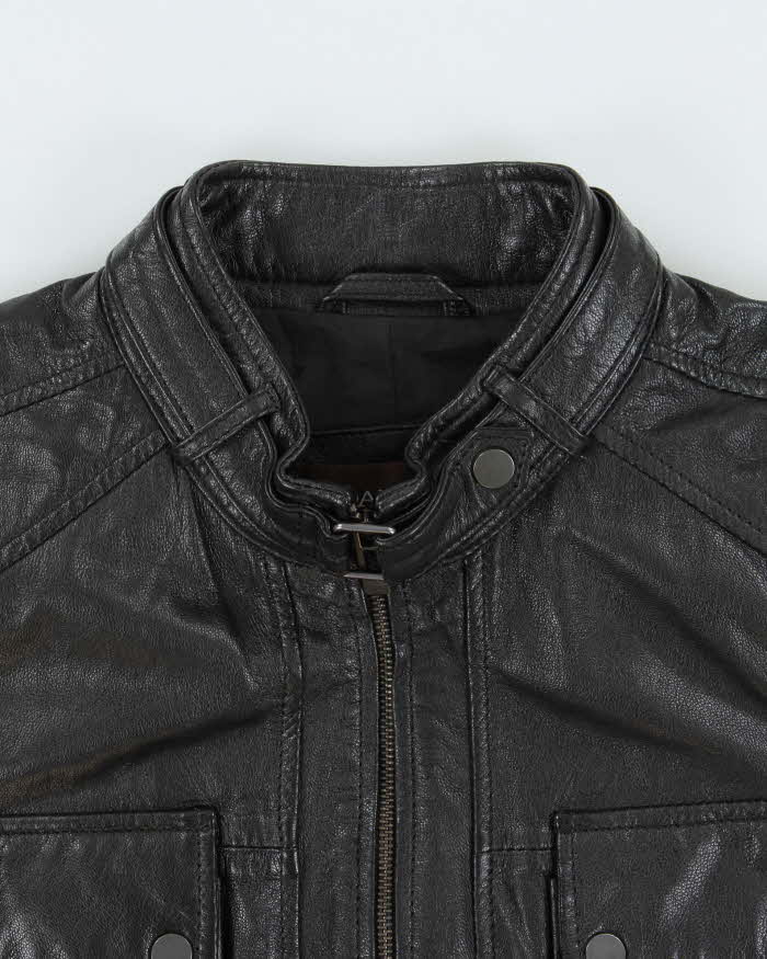 DSWT Vintage Y2K 00s Danier Calfskin Leather Cafe Racer Moto Jacket - XXL
