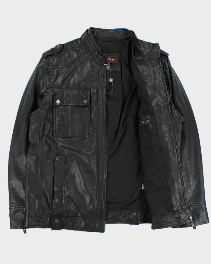 DSWT Vintage Y2K 00s Danier Calfskin Leather Cafe Racer Moto Jacket - XXL