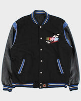 Vintage 1990s Jeff Hamilton JH Design Nascar Reversible Wool Leather Bomber Jacket - XL