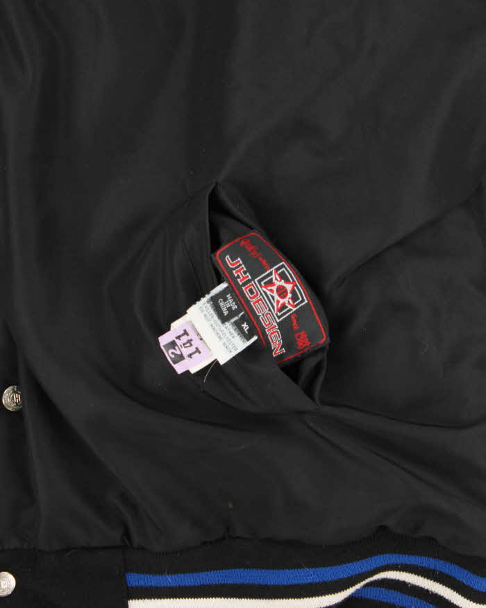 Vintage 1990s Jeff Hamilton JH Design Nascar Reversible Wool Leather Bomber Jacket - XL