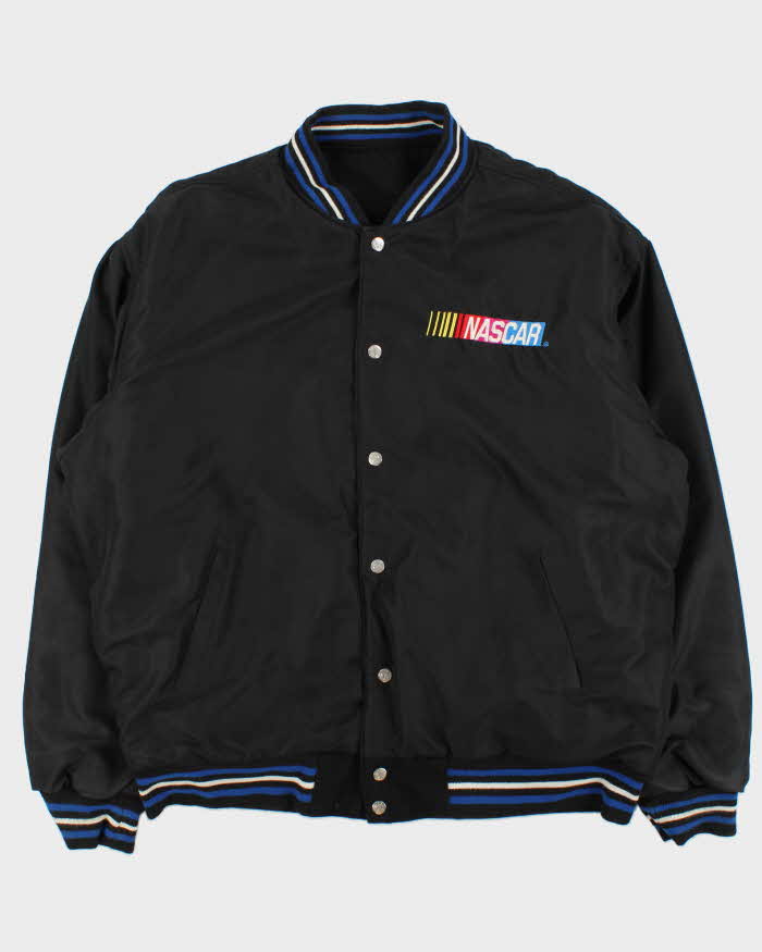 Vintage 1990s Jeff Hamilton JH Design Nascar Reversible Wool Leather Bomber Jacket - XL
