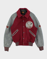 Vintage 1980s Falcons College Football Wool Leather Seder Made In Canada Collared Varsity Jacket - S