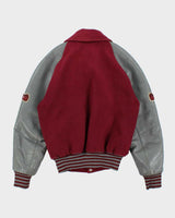 Vintage 1980s Falcons College Football Wool Leather Seder Made In Canada Collared Varsity Jacket - S