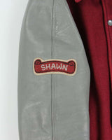 Vintage 1980s Falcons College Football Wool Leather Seder Made In Canada Collared Varsity Jacket - S