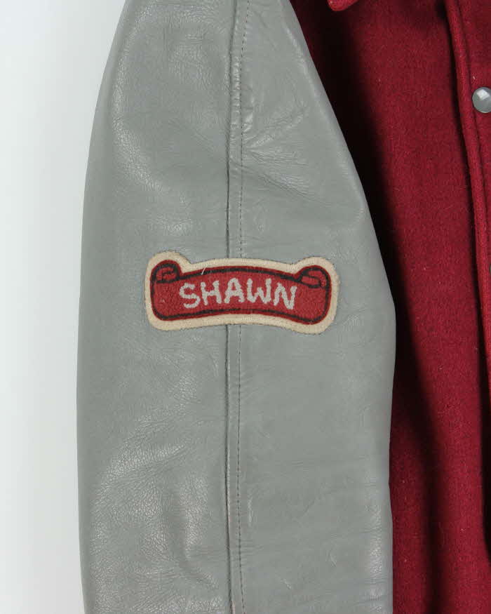 Vintage 1980s Falcons College Football Wool Leather Seder Made In Canada Collared Varsity Jacket - S