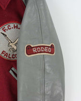 Vintage 1980s Falcons College Football Wool Leather Seder Made In Canada Collared Varsity Jacket - S