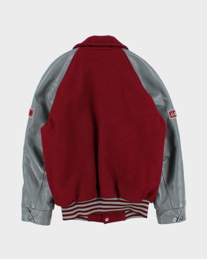 Vintage 1987 Kwalikum Grad Wool Leather Challenger Made In Canada Collared Varsity Jacket - M
