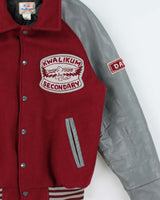 Vintage 1987 Kwalikum Grad Wool Leather Challenger Made In Canada Collared Varsity Jacket - M