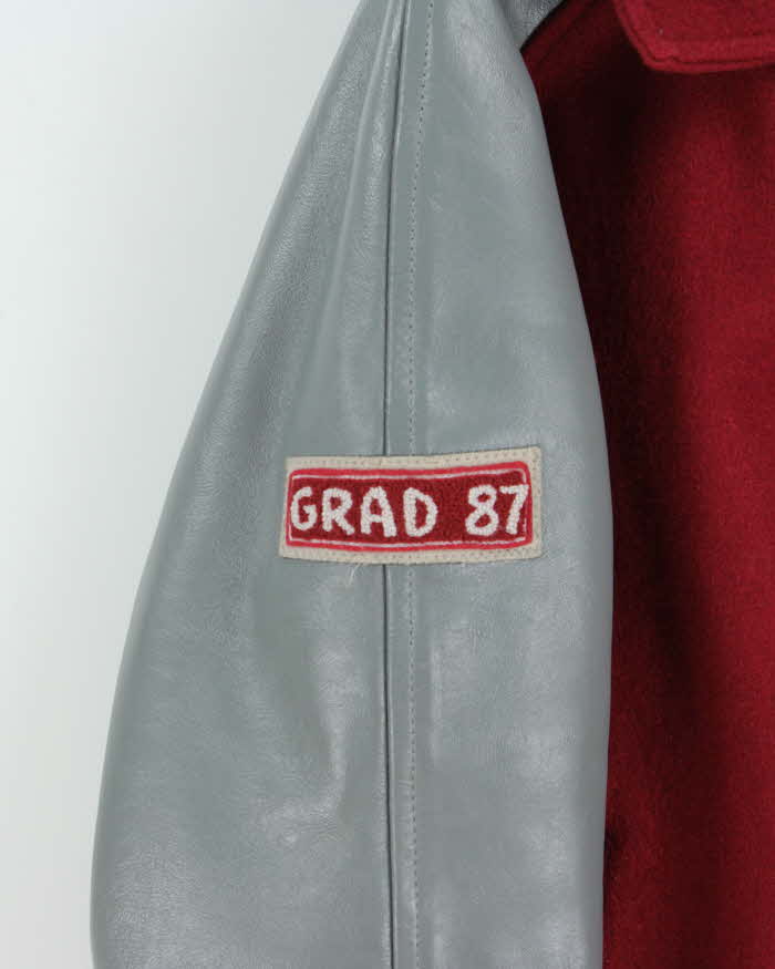 Vintage 1987 Kwalikum Grad Wool Leather Challenger Made In Canada Collared Varsity Jacket - M