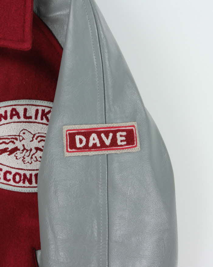 Vintage 1987 Kwalikum Grad Wool Leather Challenger Made In Canada Collared Varsity Jacket - M