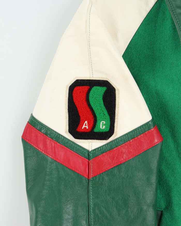Vintage 1980s South Side Ath. Club Winner Made In Canada Wool Leather Collared Varsity Jacket - XL