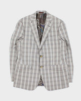 Vintage Etro Silk Blend Glen Check Single Breasted Blazer - L