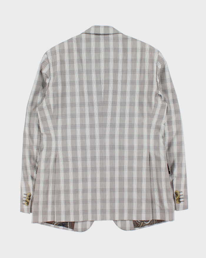 Vintage Etro Silk Blend Glen Check Single Breasted Blazer - L