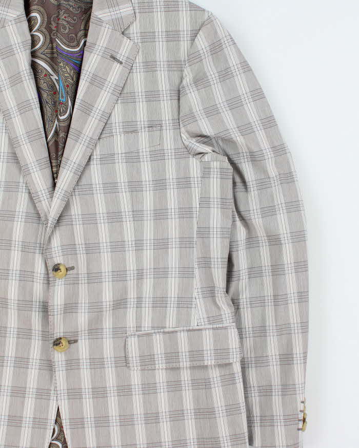 Vintage Etro Silk Blend Glen Check Single Breasted Blazer - L