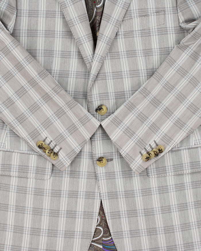 Vintage Etro Silk Blend Glen Check Single Breasted Blazer - L
