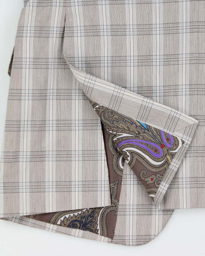 Vintage Etro Silk Blend Glen Check Single Breasted Blazer - L