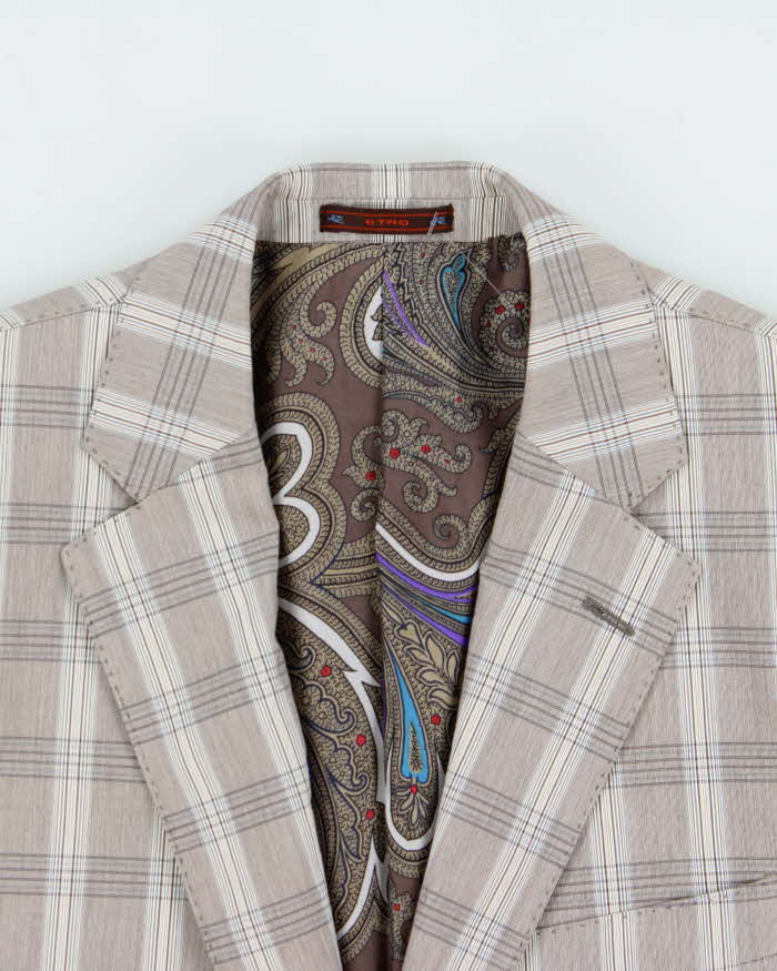 Vintage Etro Silk Blend Glen Check Single Breasted Blazer - L