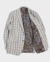 Vintage Etro Silk Blend Glen Check Single Breasted Blazer - L