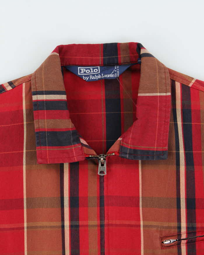 Vintage 1990s Polo Ralph Lauren Plaid Bi-Swing Canvas Harrington Jacket - M
